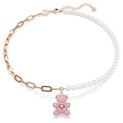 SWAROVSKI Teddy pendant (Bear, Pink, Rose gold-tone plated) - Dây cổ, dây chuyền gấu hồng mix ngọc trai - JEWELRY NECKLACE