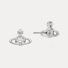 CHÍNH HÃNG - VIVIENNE WESTWOOD Nano Solitaire (Silver-shade) Earrings - Khuyên/hoa tai đá pha lê - JEWELRY