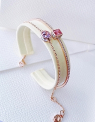 SWAROVSKI Stilla bangle (Mixed cuts, Pink, Rose gold-tone plated) - Vòng/lắc pha lê tone hồng - SWAROVSKI - JEWELR