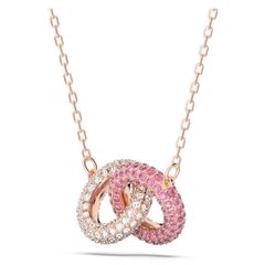 SWAROVSKI Dextera necklace (Intertwined circles, Pink, Rose gold-tone) - Dây cổ, dây chuyền, pha lê hồng, vòng tròn - JEWELRY NECKLACE