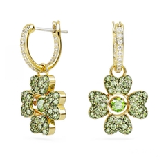 SWAROVSKI Idyllia drop earrings (Clover, Green, Gold-tone plated) - Khuyên tai lá, pha lê xanh - JEWELRY