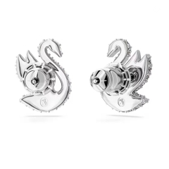 SWAROVSKI Swan stud earrings (Swan, White, Rhodium plated) - Khuyên tai thiên nga trắng - JEWERY