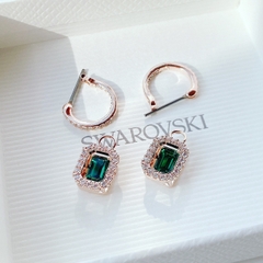 SWAROVSKI Millenia drop earrings (Octagon cut, Green, Rose gold-tone plated) - Khuyên tai đá pha lê xanh chuyển động - SWAROVSKI - JEWELRY