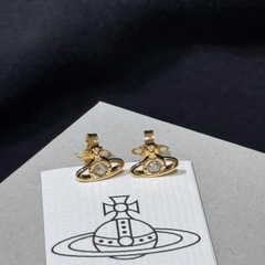 CHÍNH HÃNG - VIVIENNE WESTWOOD Nano Solitaire (Gold-shade) Earrings - Khuyên, hoa tai đá pha lê - JEWELRY