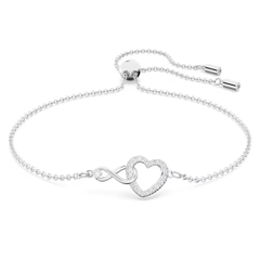 SWAROVSKI Hyperbola bracelet (Infinity and heart, White, Rhodium plated) - Vòng, lắc tay hình tim, pha lê trắng - JEWELRY