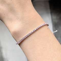 PANDORA Sparkling Strand Slider Bracelet Pink (Silver Sterling, Pink Zirconia) - Vòng/lắc tay dây rút bạc 925, đá CZ hồng - JEWELRY BRACELETS
