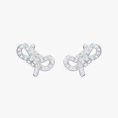 SWAROVSKI Lifelong Bow earrings (Bow, White, Rhodium plated) - Khuyên tai hình nơ trắng - JEWELRY