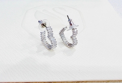 SWAROVSKI Matrix hoop earrings (Heart, Small, White, Rhodium plated) - KHUYÊN TAI HÌNH TRÁI TIM - SWAROVSKI - JEWELRY
