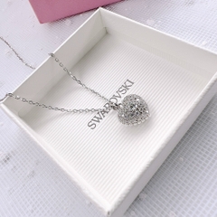 SWAROVSKI Hyperbola pendant (Heart, Crystal pearl, Rhodium plated) - Dây cổ, dây chuyền trái tim, pha lê trắng - JEWELRY NECKLACE
