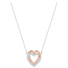 SWAROVSKI Hyperbola necklace (Heart, White, Mixed metal finish) - Dây cổ, dây chuyền hình trái tim đôi - JEWELRY NECKLACE