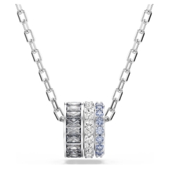 SWAROVSKI Connexus pendant (Mixed cuts, ‘Love is around’, Rhodium) (bản dây và mặt cỡ to) - Dây cổ, chuyền, vòng tròn đính đá pha lê xanh, trắng, xám - JEWELRY NECKLACE