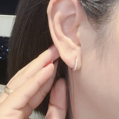 SWAROVSKI Matrix hoop earrings (Round cut, White, Rose gold-tone plated) - Khuyên tai, vòng tròn đính pha lê - JEWERY