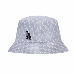[SALE] Mũ MLB Monogram Reversible Bucket LA Yankees ‘Black Grey’  - Mũ hoạ tiết xám, đội được 2 mặt