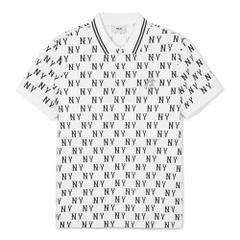 Áo Polo MLB New York Yankees Classic Monogram Front Pattern Collar Polo Shirt 3APQM0443-50IVS Màu Trắng
