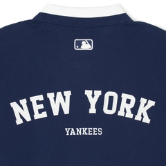Áo MLB Varsity shoulder color overfit collar polo shirt New York Yankees NAVY