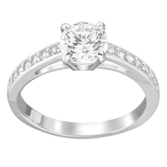SWAROVSKI Attract Ring (Round, White, Rhodium plated) - RINGS - Nhẫn tròn, pha lê trắng - JEWELRY