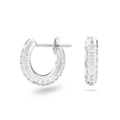 SWAROVSKI Dextera hoop stone earrings (Pavé, Small, White, Rhodium plated) - Khuyên tai tròn, pha lê trắng- JEWERY