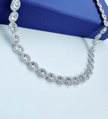 SWAROVSKI Una Angelic Tennis necklace (Round cut, White, Rhodium plated) - Dây cổ, dây chuyền pha lê trắng - JEWELRY NECKLACE