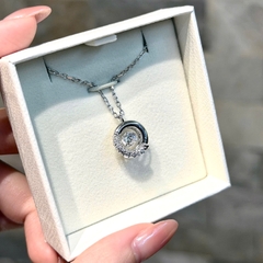 CHÍNH HÃNG - SWAROVSKI Dextera pendant (Round cut, White, Rhodium plated) - Dây cổ, chuyền, pha lê trắng - JEWELRY NECKLACE
