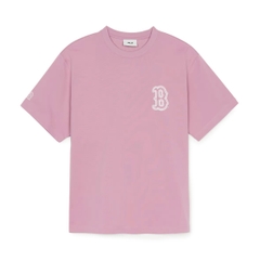 MLB Basic Street Logo Overfit Short Sleeve T-Shirt Boston Red Sox Pink - Áo thun cổ tròn tay lỡ màu hồng