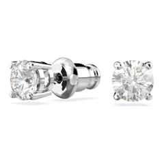 SWAROVSKI Stilla Attract stud earrings 0,5cm (Round cut, White, Rhodium plated) - Khuyên tai nam/nữ, pha lê trắng, hạt tròn - JEWERY