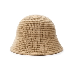 Mũ MLB Unisex basic wool knit Beige bucket hat - Mũ len màu be