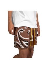 QUẦN MNML PAISLEY KNIT SHORTS BROWN - QUẦN NGẮN MÀU NÂU HOẠ TIẾT