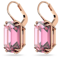 SWAROVSKI Millenia drop earrings (Octagon cut, Pink, Rose gold-tone plated) - Khuyên tai pha lê hồng - JEWELRY