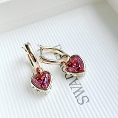 SWAROVSKI Chroma drop earrings (Heart, Red, Gold-tone plated) - Khuyên tai hình tim đỏ hồng - SWAROVSKI - JEWELRY