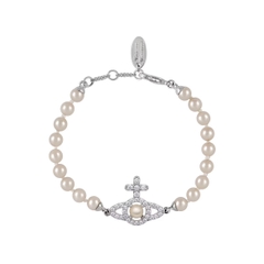 VIVIENNE WESTWOOD Olympia Pearl Chain Bracelet - Vòng/lắc tay hình quả cầu hai chiều, phối đá CZ trắng, pha lê ngọc trai - JEWELRY BRACELETS