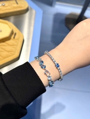 CHÍNH HÃNG - SWAROVSKI Matrix Tennis bracelet (Mixed cut, Blue, Rhodium plated) - Vòng/lắc tay đá pha lê trắng phối xanh - JEWELRY