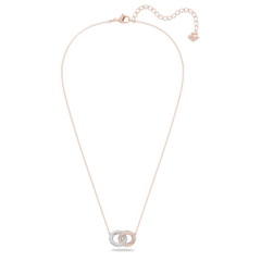 SWAROVSKI Dextera necklace (Intertwined circles, White, Rose gold-tone plated) - Dây cổ, dây chuyền lồng tròn pha lê vàng hồng, trắng - JEWELRY NECKLACE