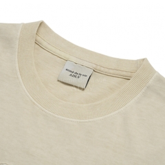 ÁO ADLV BEAR APPLIQUE PIGMENT WASHING BEIGE T-SHIRT - Áo thun cổ tròn tay lỡ hình gấu, màu be