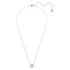 CHÍNH HÃNG - SWAROVSKI Una Sparkling Dance necklace (Round, BLUE, Rhodium plated) Dây chuyền pha lê xanh chuyển động - JEWELRY