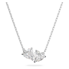 SWAROVSKI Mesmera necklace (Heart, White, Rhodium plated) - Dây cổ, dây chuyền, hình đôi trái tim - JEWELRY NECKLACE