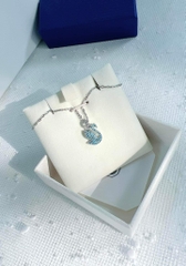 SWAROVSKI Swan pendant (Swan, M or S size, Blue, Rhodium plated) - Dây cổ, dây chuyền thiên nga xanh - JEWELRY NECKLACE