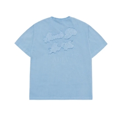 ADLV APPLIQUE LOGO PIGMENT TSHIRT BLUE - Áo thun cổ tròn tay lỡ màu xanh