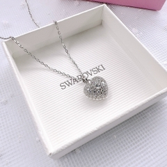 SWAROVSKI Hyperbola pendant (Heart, Crystal pearl, Rhodium plated) - Dây cổ, dây chuyền trái tim, pha lê trắng - JEWELRY NECKLACE