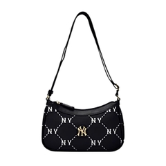 TÚI MLB MONOGRAM SHOULDER BAG BROWN/PINK/BLACK - TÚI ĐEO CHÉO, VAI - MÀU NÂU/HỒNG/ĐEN