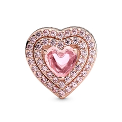 CHÍNH HÃNG - PANDORA Sparkling Levelled Hearts Charm (14K Rosegold plated / Silver Sterling 925, Zircona) Hạt trang trí vòng tay hình trái tim