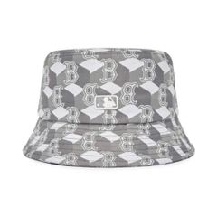 [SALE] MLB MONOGRAM CUBE B BOSTON REDSOX BUCKET Grey - Mũ vành tròn, tone xám