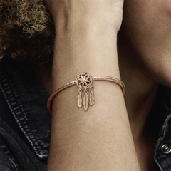 PANDORA Charm Moments Dream Catcher (Silver Sterling, Rose-gold 14k plated) - Hạt trang trí treo vòng tay hình vòng bắt giấc mơ, bạc 925, mạ vàng hồng 14k