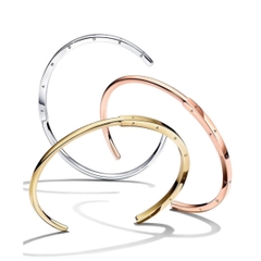 Pandora Signature I-D bangle (Silver Sterling / 14k Rose-gold plated / 14k gold plated) - Vòng/lắc tay bạc 925 / hỗn hợp kim loại mạ vàng - vàng hồng 14k, dáng cứng - JEWELRY