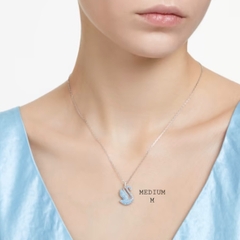 SWAROVSKI Swan pendant (Swan, M or S size, Blue, Rhodium plated) - Dây cổ, dây chuyền thiên nga xanh - JEWELRY NECKLACE