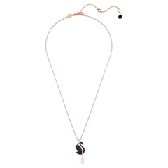 CHÍNH HÃNG - SWAROVSKI Swan pendant (Black, Rose gold-tone plated) - Dây cổ, chuyền thiên nga pha lê đen, giọt nước rơi - JEWELRY NECKLACE