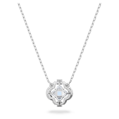 CHÍNH HÃNG - SWAROVSKI Una necklace (Clover, BLUE, Rhodium plated) - Dây cổ, dây chuyền pha lê xanh - JEWELRY
