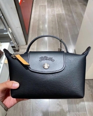 MINI SIZE - TÚI LONGCHAMP LE PLIAGE CITY POUCH WITH HANDLE - BLACK - Canvas - Túi xách màu đen, chất da
