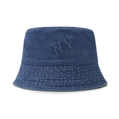 Mũ MLB Classic Monogram Random Tonal Tone Emboss Denim Bucket Hat Drop Fit New York Yankees Blue - Mũ vành tròn màu xanh