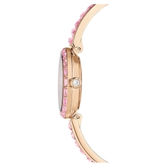 SWAROVSKI Matrix Bangle watch (Swiss Made, Crystal bracelet, Pink, Rose) - Đồng hồ, mặt tròn, dây kim loại, đính đá pha lê hồng - JEWELRY