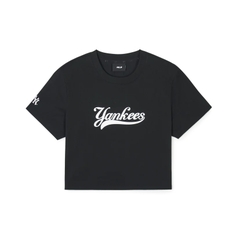 Áo MLB Women's Basic Varsity Cultive Crop T-Shirt New York Yankees Black - Áo thun cổ tròn, dáng ngắn, tay lỡ màu đen